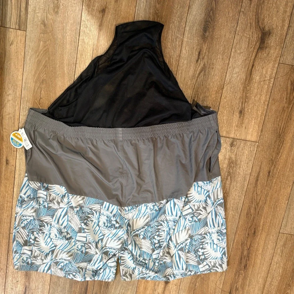 Rochester Swim Trunks Mens 5XLT GreyUV Tropical‎ Quick Dry Board Shorts NWT uv